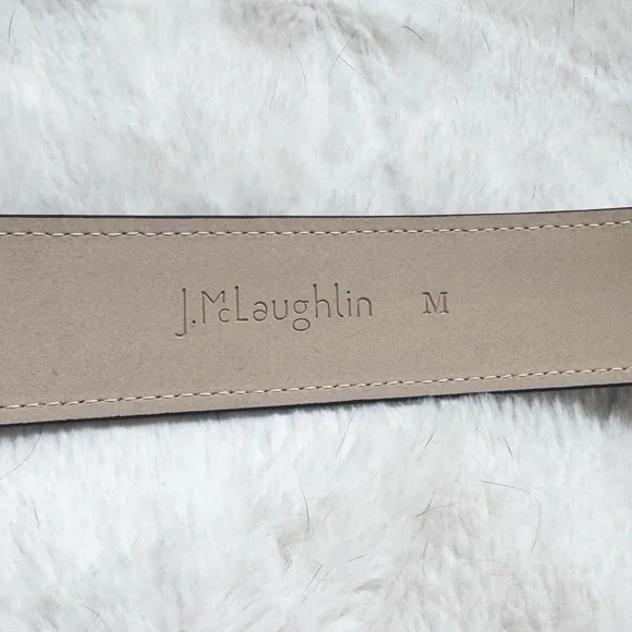 J. McLaughlin Dixie Linen Woven Belt Denim Blue with Bamboo Buckle - Picture 3 of 6